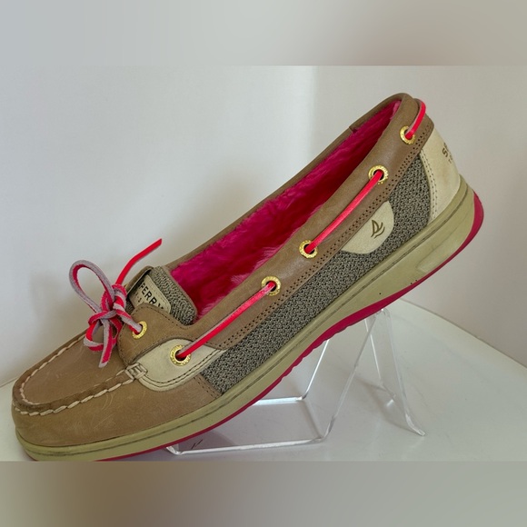 SPERRY Top Siders Angelfish - Tan w/Pink Faux Fur Lined - Women's Size 9.5 - Picture 12 of 14